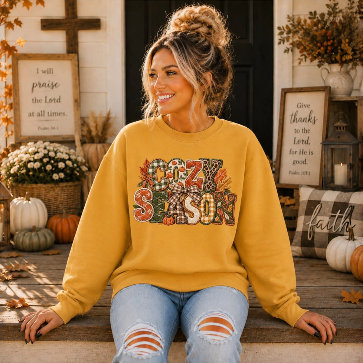Cozy season fabric SUNDAY SPECIAL DTF transfer