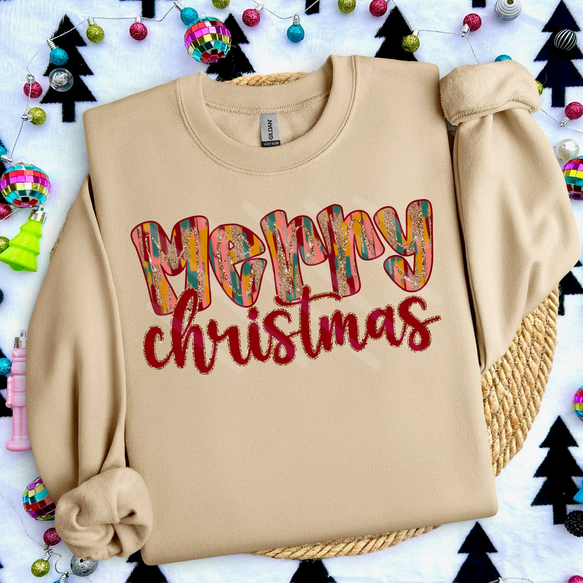 Merry Christmas Brushstrokes (scarlow) 114344 DTF transfer