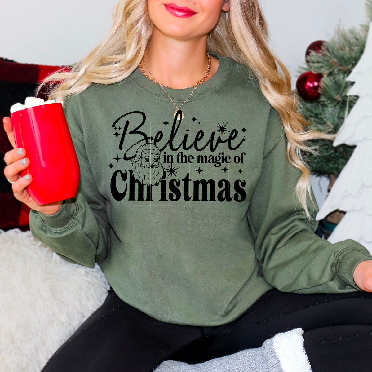 Believe in the magic of Christmas Santa BLACK (csc) DTF transfer