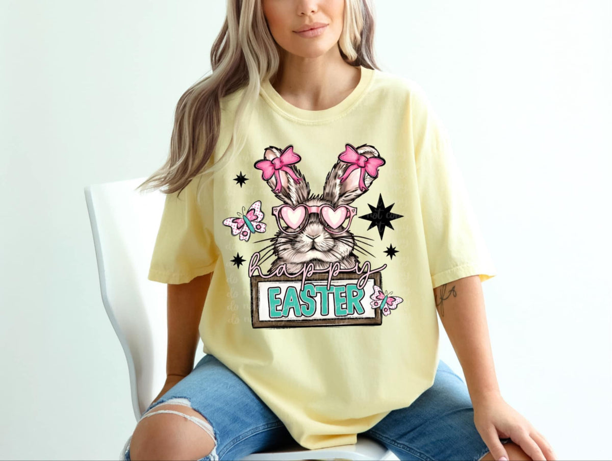 Happy Easter bunny with bows 85804 DTF transfer