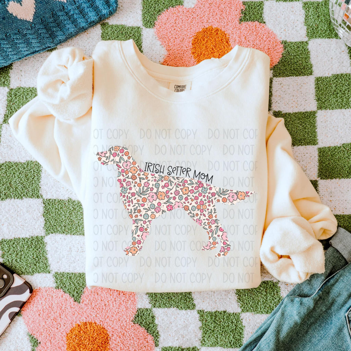 Irish setter mom floral puppy (SWD) 87809 DTF transfer