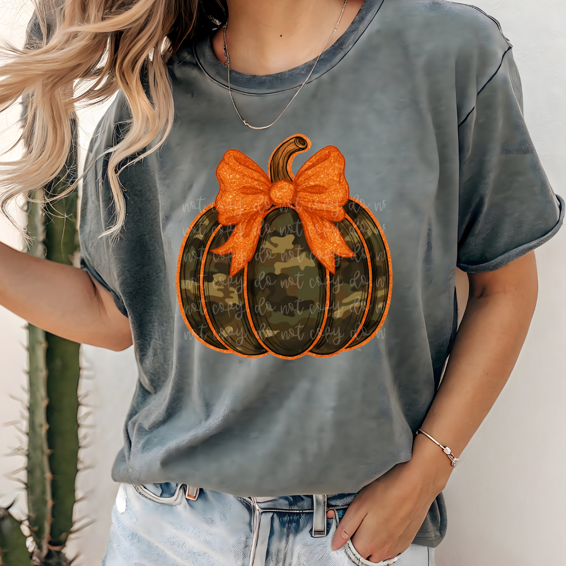 Camo Pumpkin Orange Bow (Parker) DTF transfer