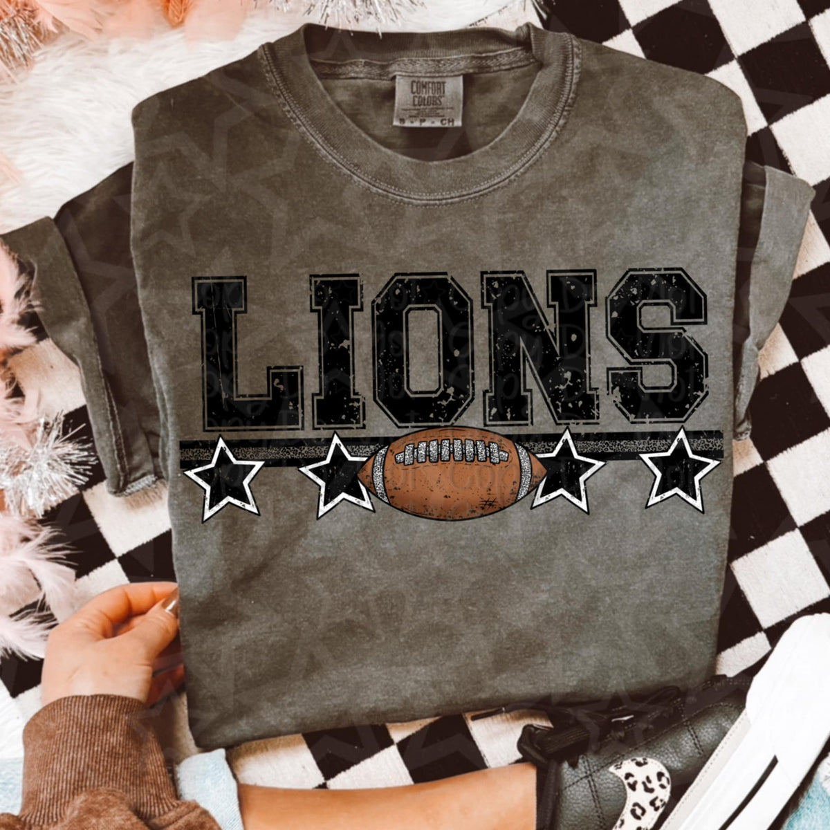 Lions stars and football (Virgo) 109939 DTF transfer