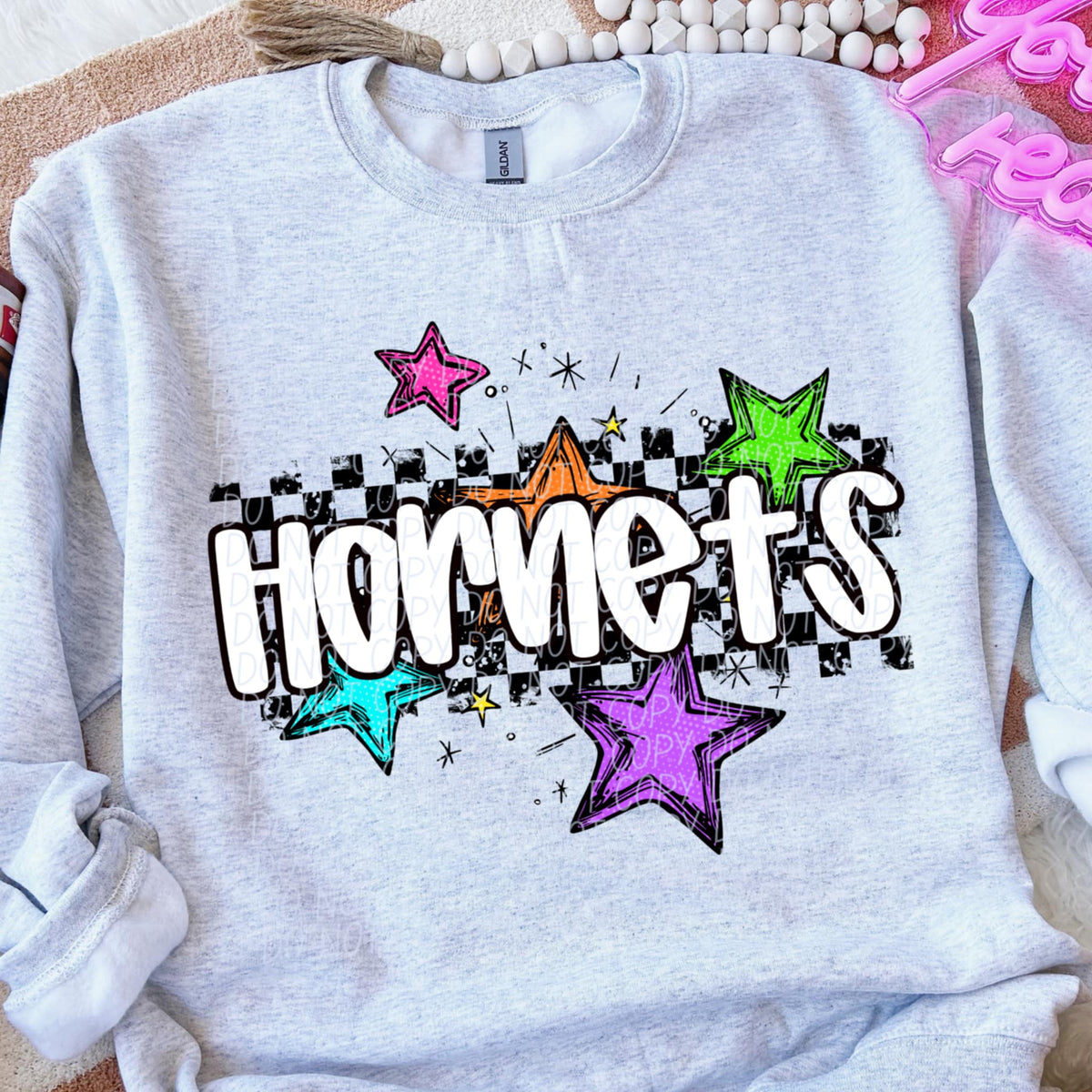 Hornets Mascot Rainbow Stars CITY DTF TRANSFER