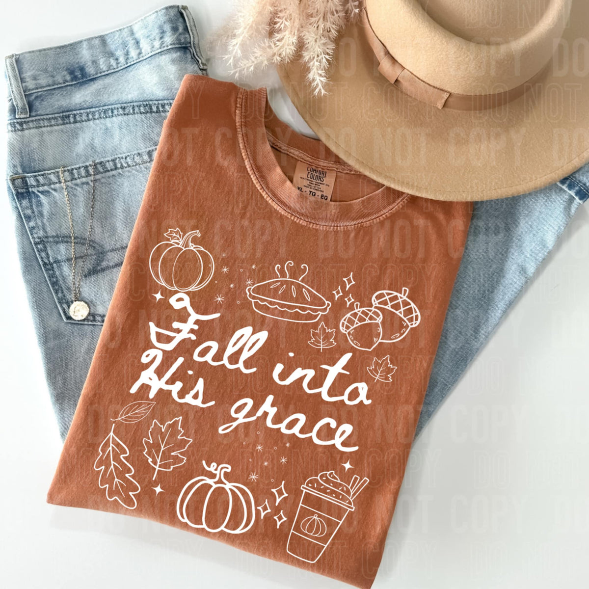 Fall Into His Grace white SBB DTF transfer