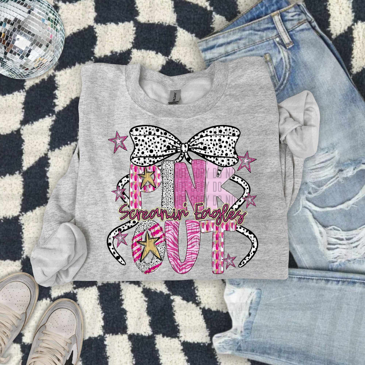 Pink out gold Screamin’ Eagles (Caplinger) DTF transfer