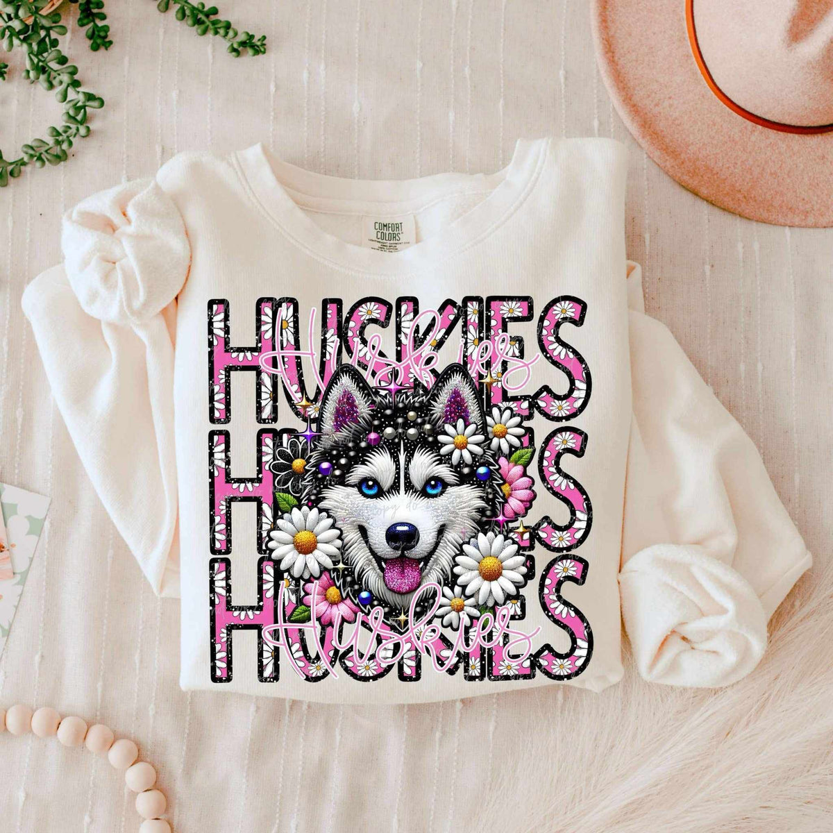 Huskies floral stacked 80684 DTF transfer