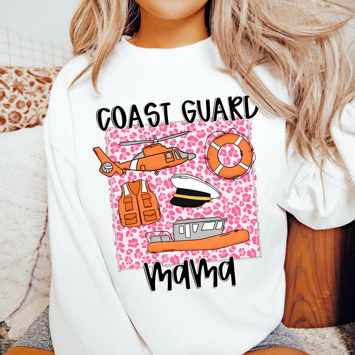 Coast guard mama pink leopard (CMD) 92169 DTF transfer