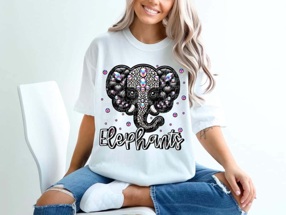 Elephant bedazzled mascot 53563 DTF transfer