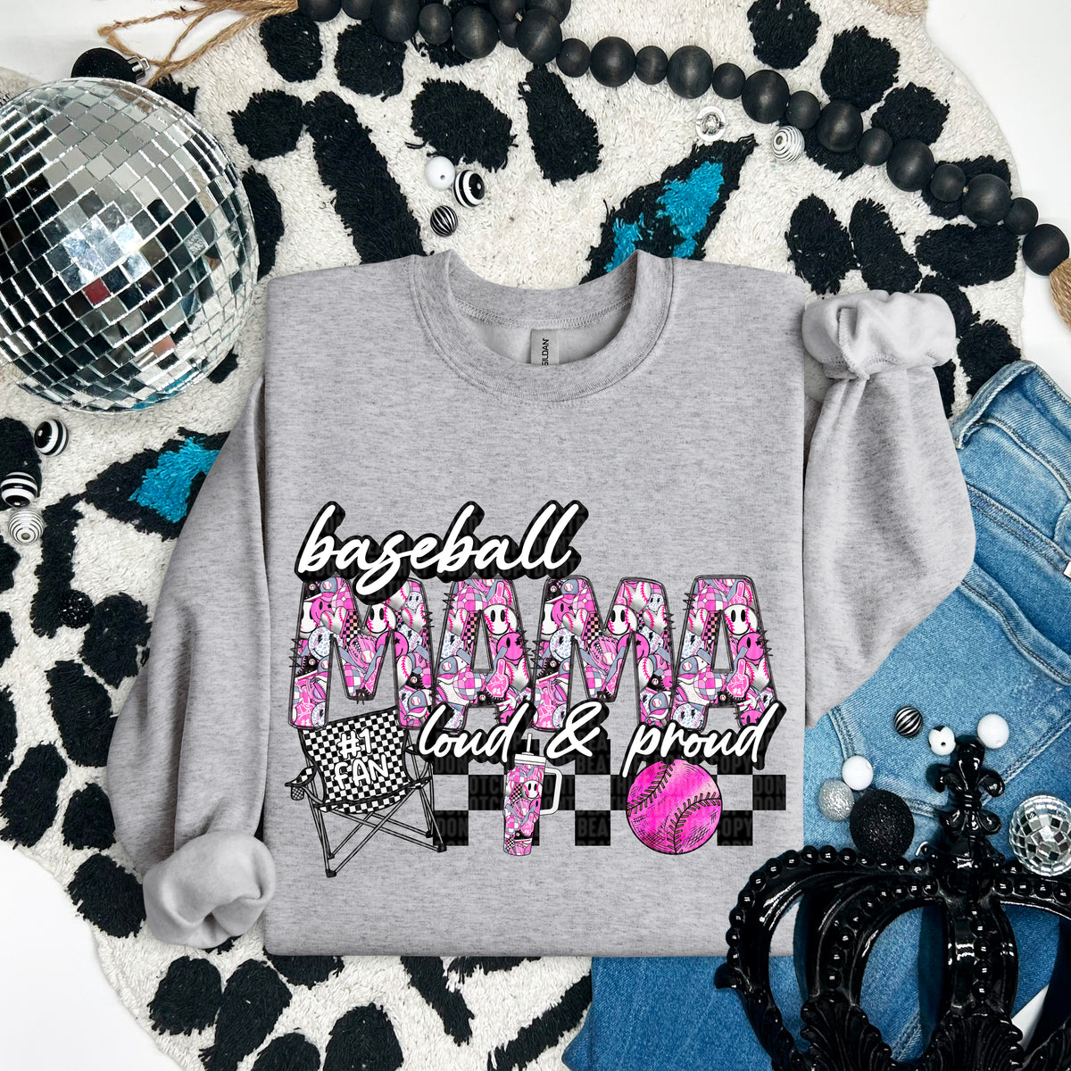 Baseball mama loud & proud pink ball 93826 DTF transfer