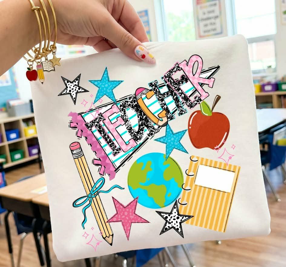 Teacher back to school pennant (S&G) DTF Transfer