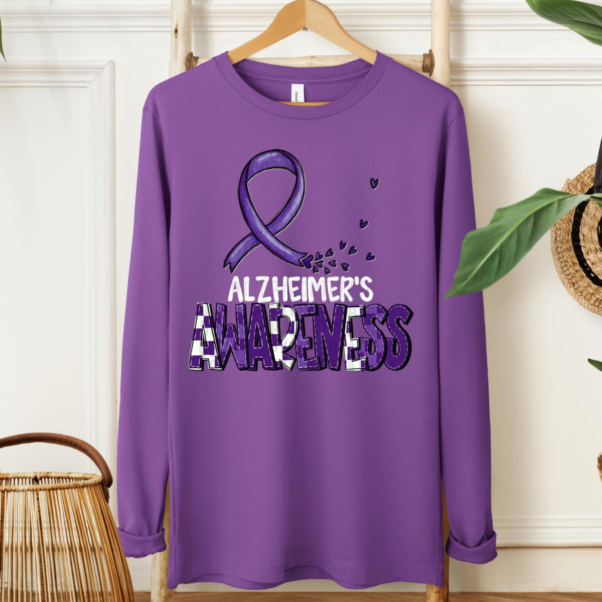 Alzheimer’s awareness ribbon WHITE FONT (SDD) 107725 DTF transfer