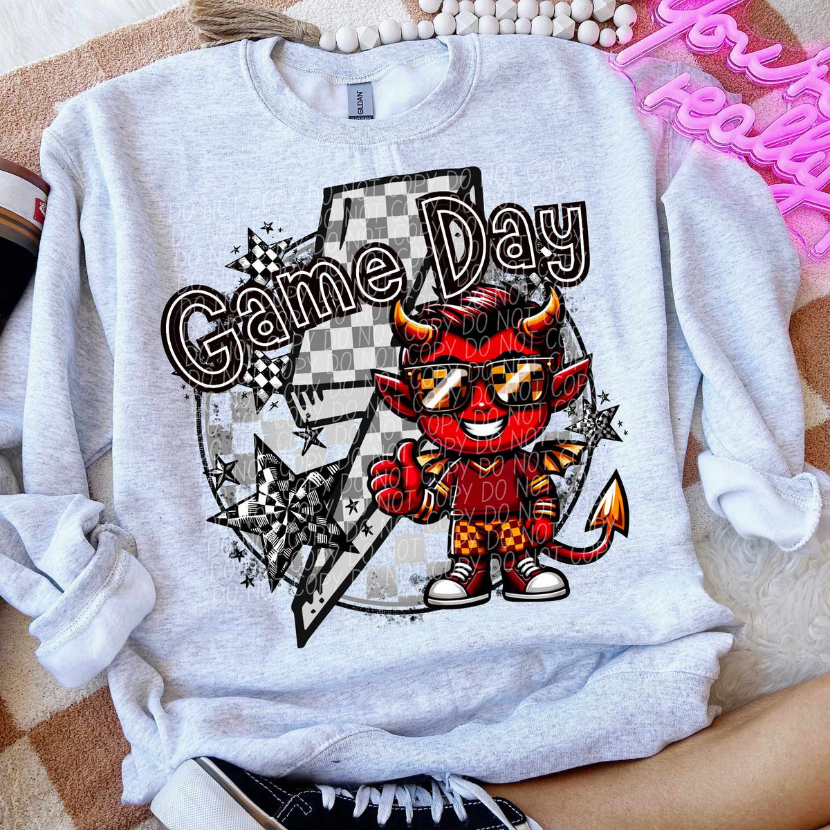 Game day red devil lightning bolt (CITY) 52550 DTF transfer