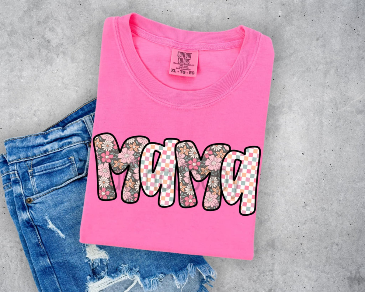 Mama floral and checkered 87733 DTF transfer