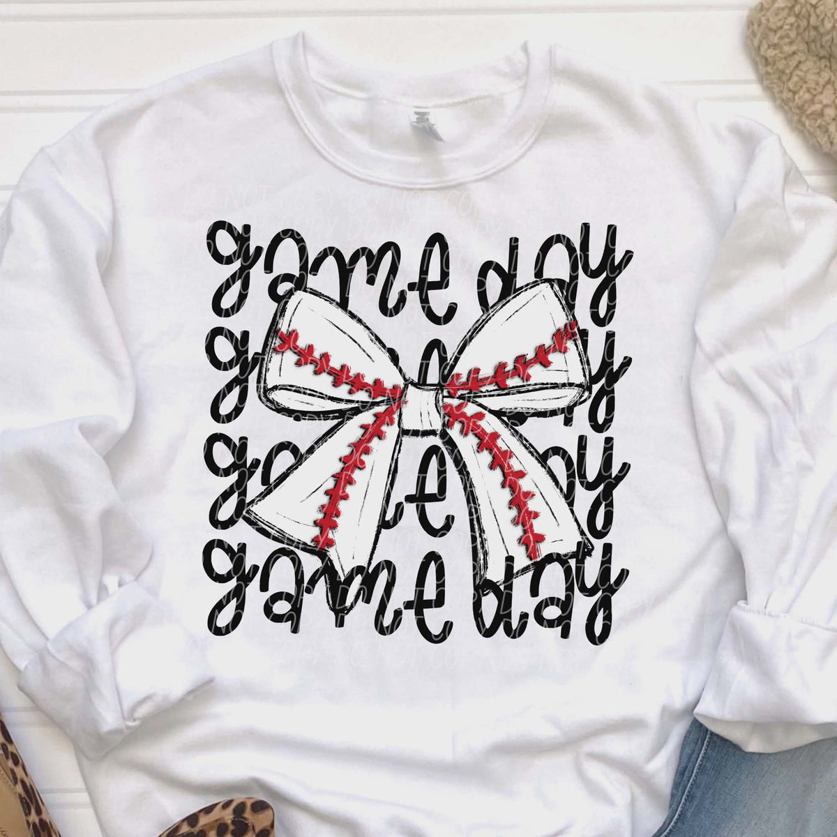 Game day baseball bow (city) DTF transfer