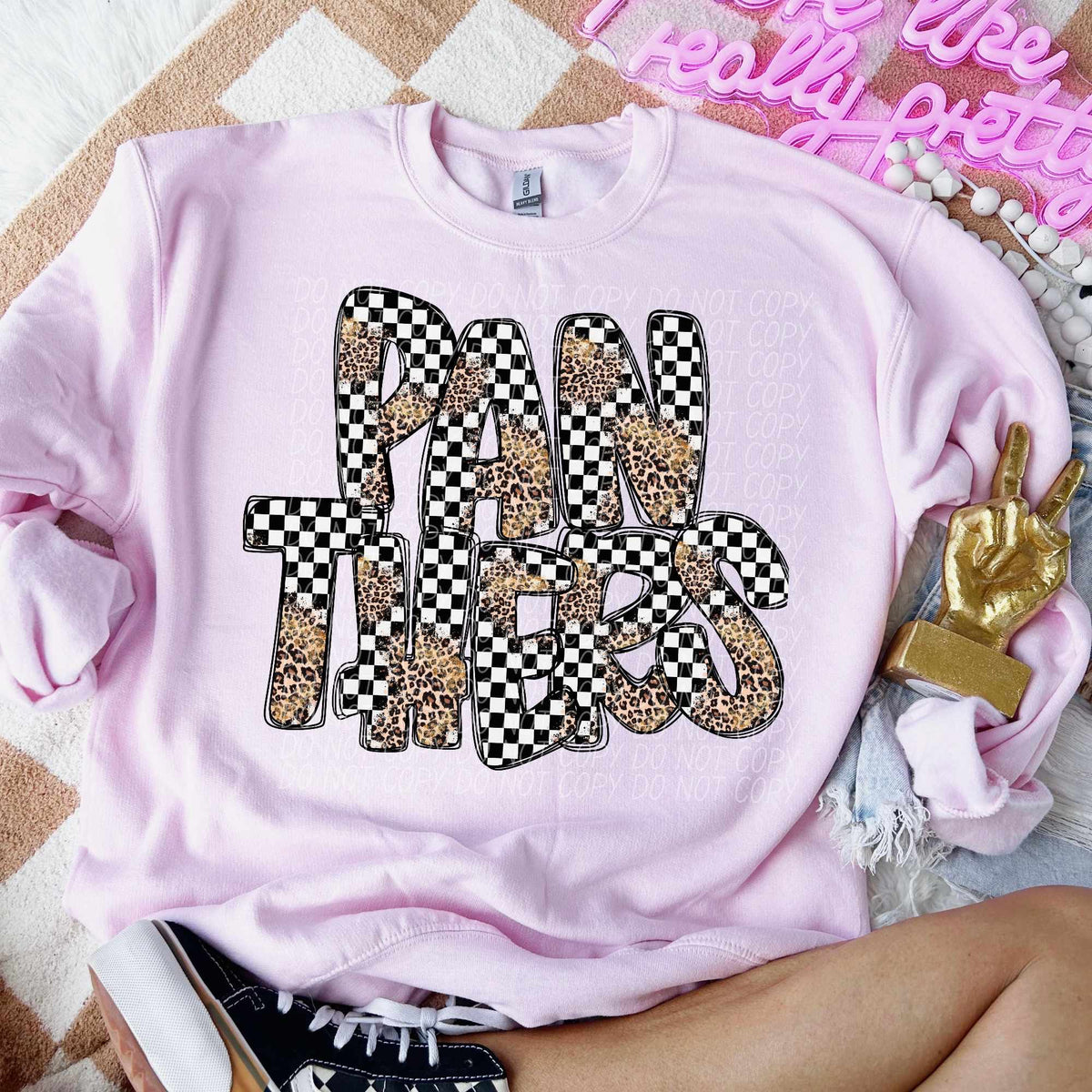 Panthers checkered leopard filled (CITY) 53236 DTF transfer