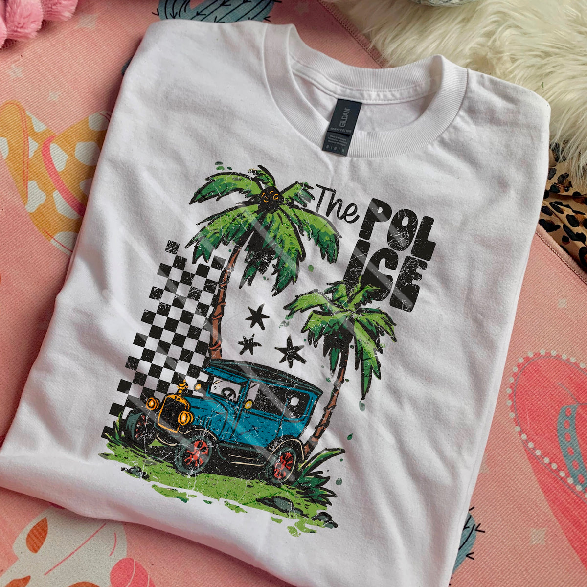 The Police palm trees DISTRESSED (saved) 110491 DTF transfer