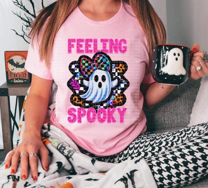 Feeling spooky ghost with bow (DDD) 55191 DTF transfer