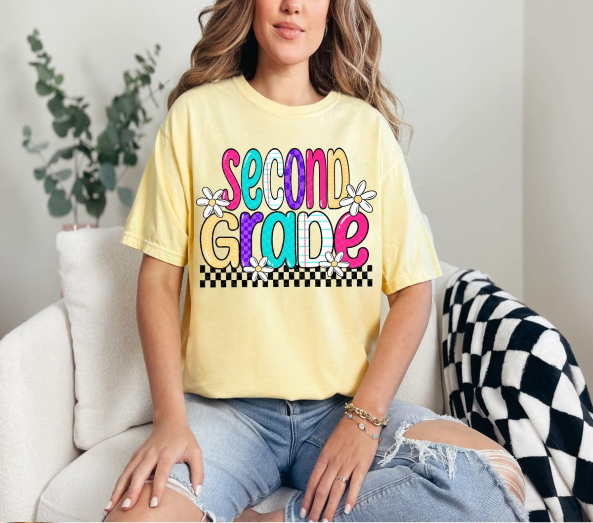 Second grade bubble letters (Linda) 107887 DTF transfer