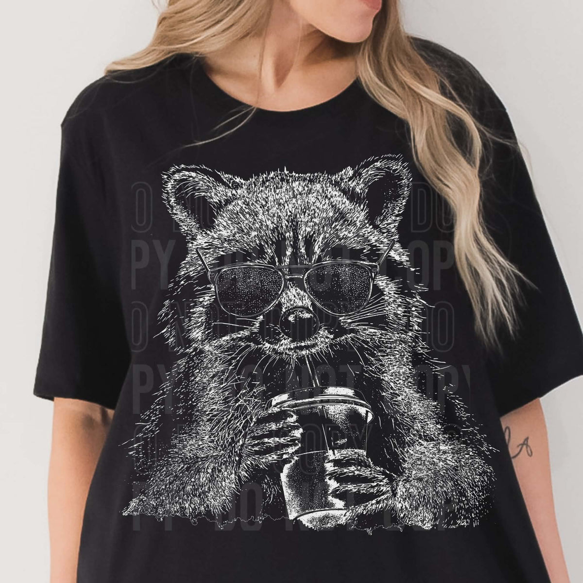 Raccoon coffee (Sbb) DTF Transfer