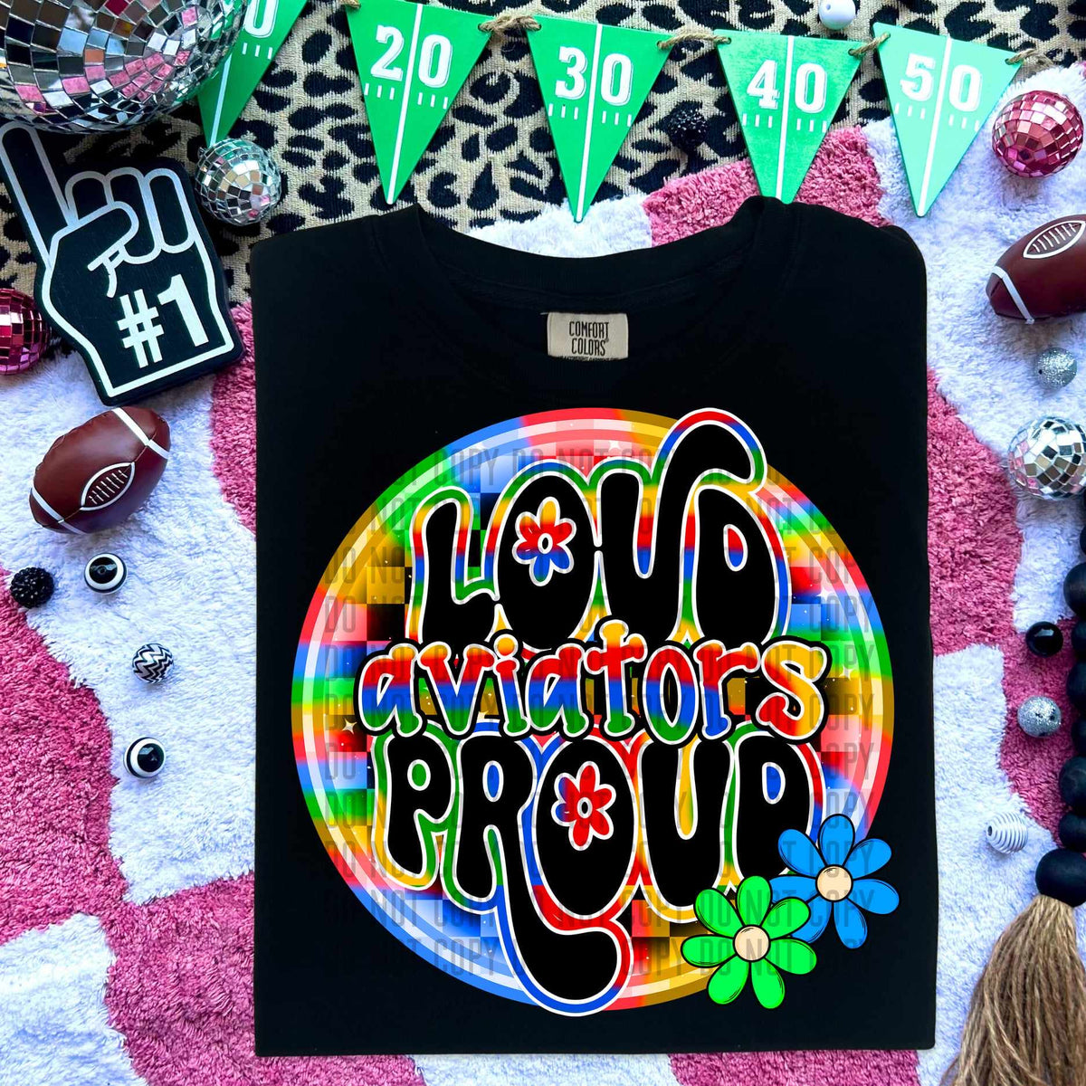Loud proud aviators colorful checkered circle (caplinger) 53000 DTF transfer