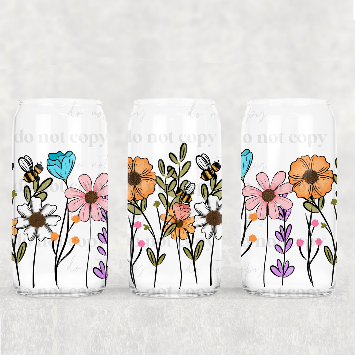 Wildflowers and bees (CSC) UV DTF WRAP