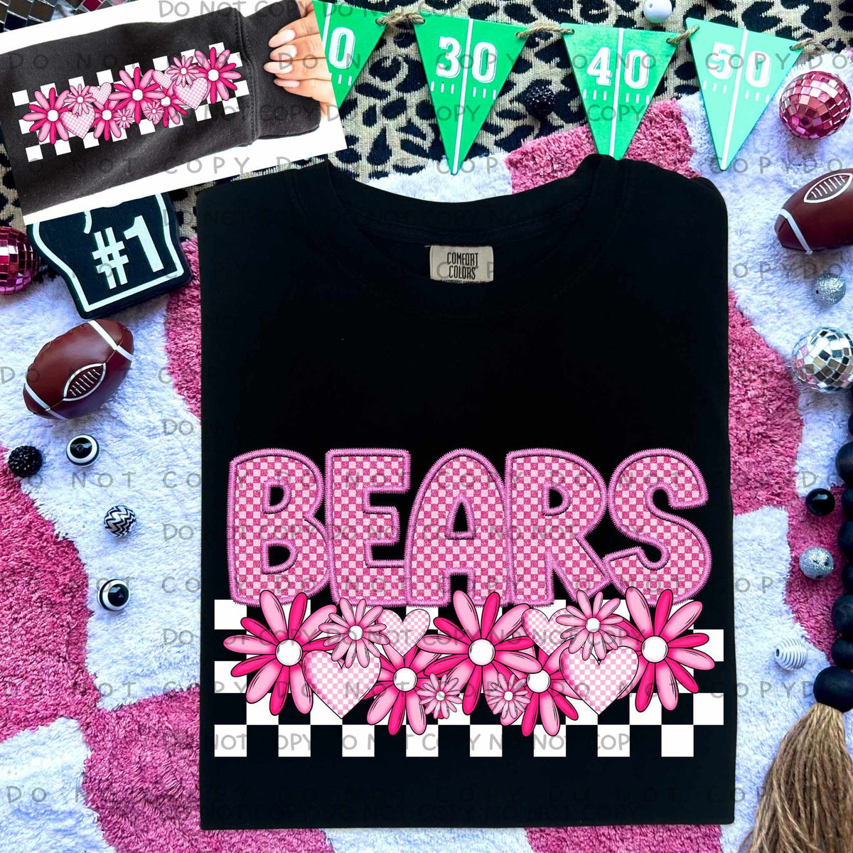 Bears pink checkered (caplinger) 77830 DTF transfer