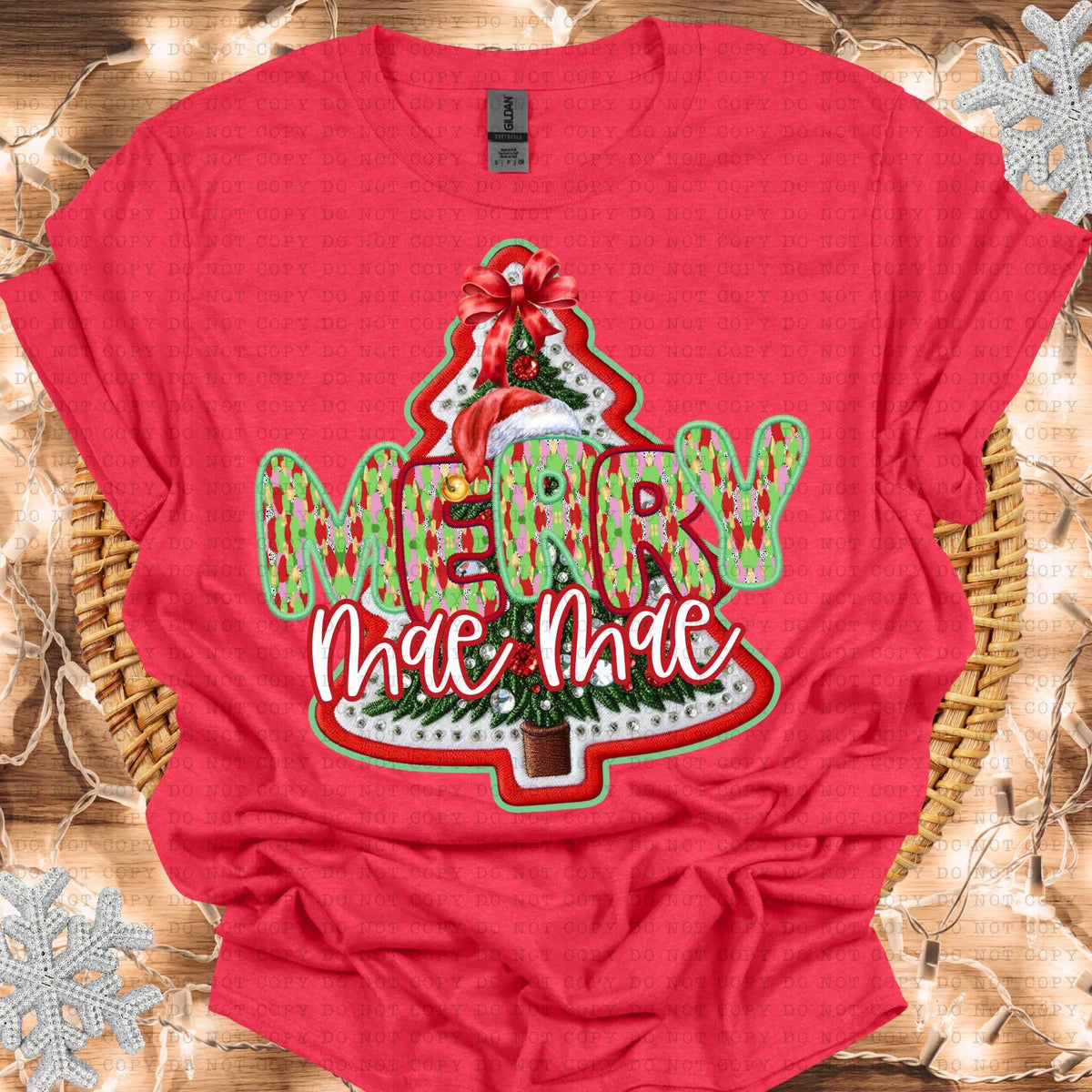 Merry Mae Mae embroidered tree (ECHT) 64562 DTF transfer