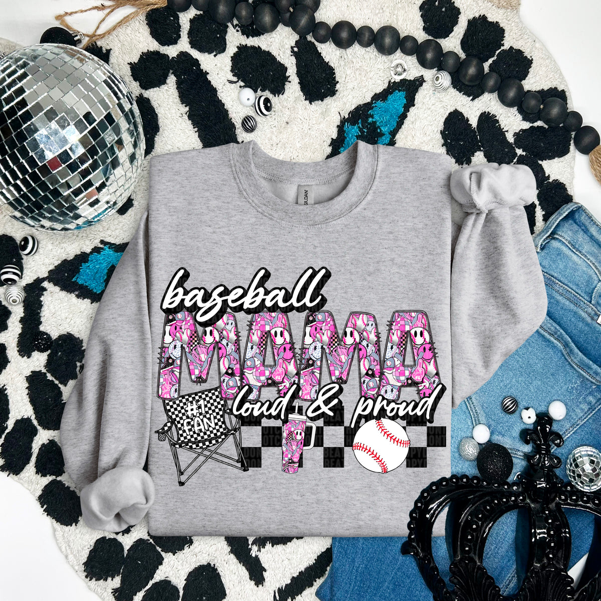 Baseball mama loud & proud pink 93825 DTF transfer