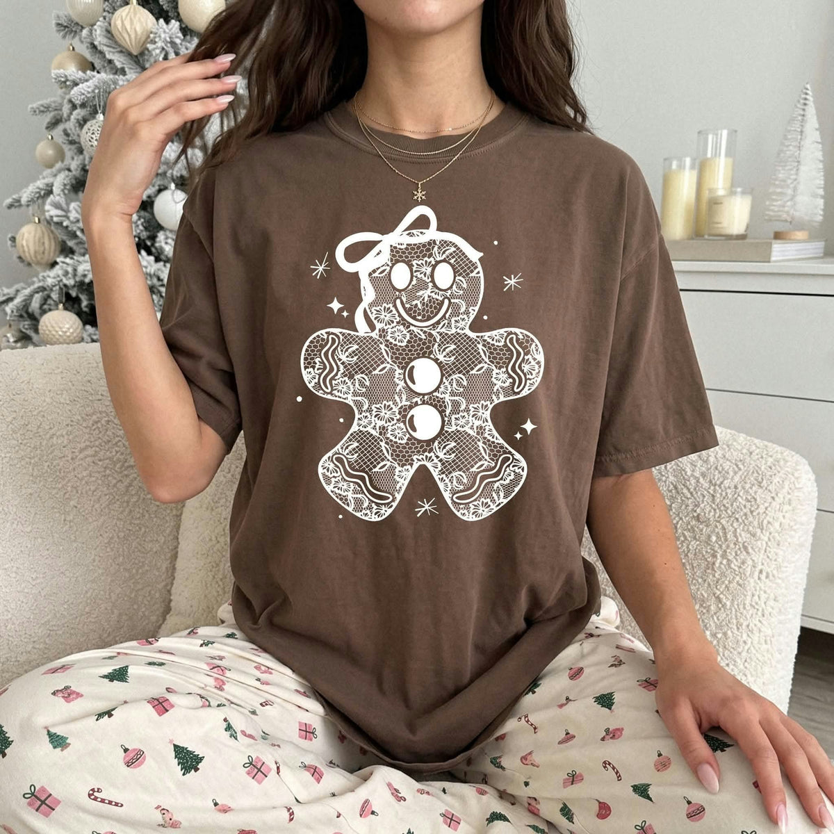 White lace gingerbread Sunday Special DTF transfer