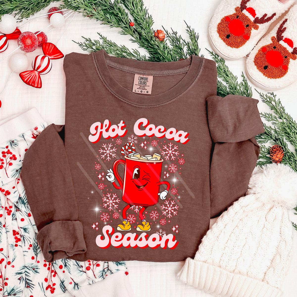 Hot Cocoa season mug with face (MZ) 113479 DTF Transfer