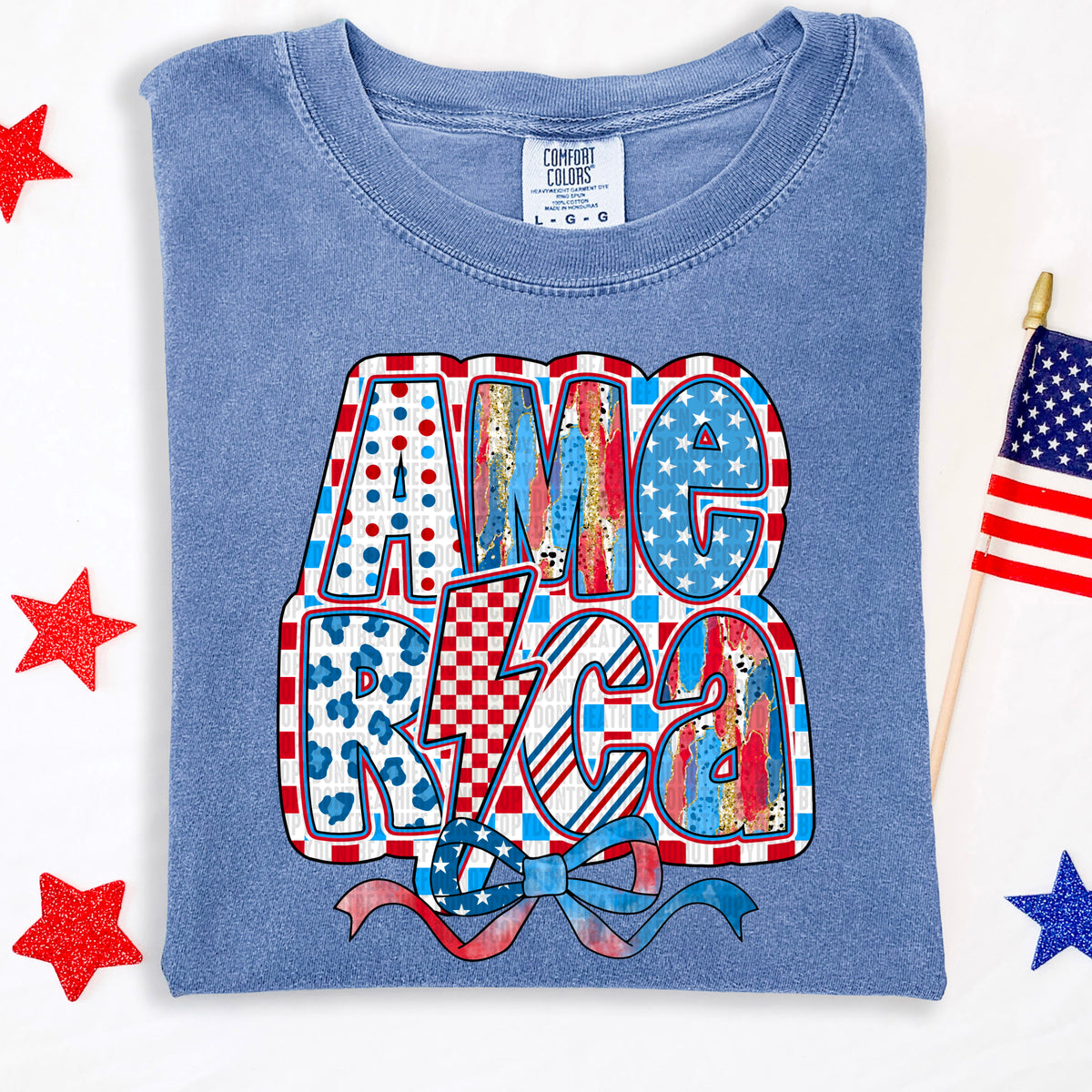 America patriotic patterned 100163 DTF transfer