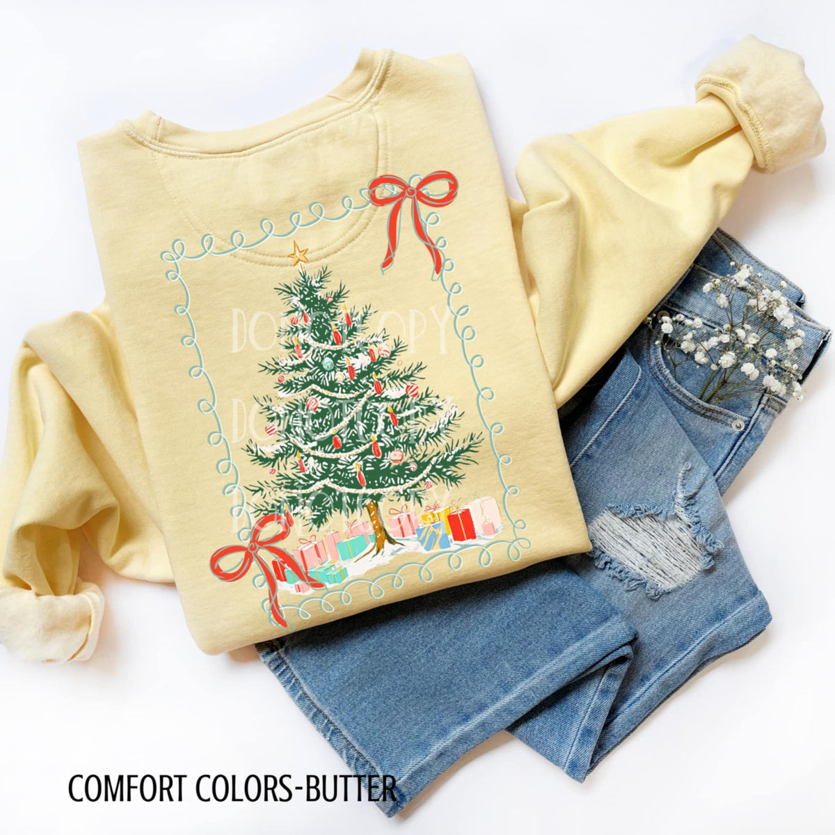 Christmas Tree Bow Frame CSG DTF transfer