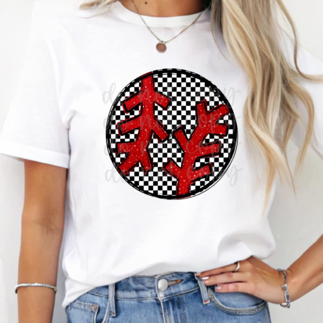 Checkered baseball 95955 DTF transfer