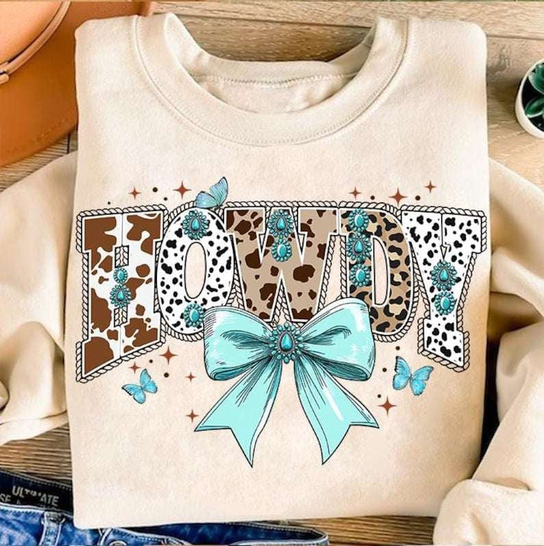 Howdy blue bow 64948 DTF transfer