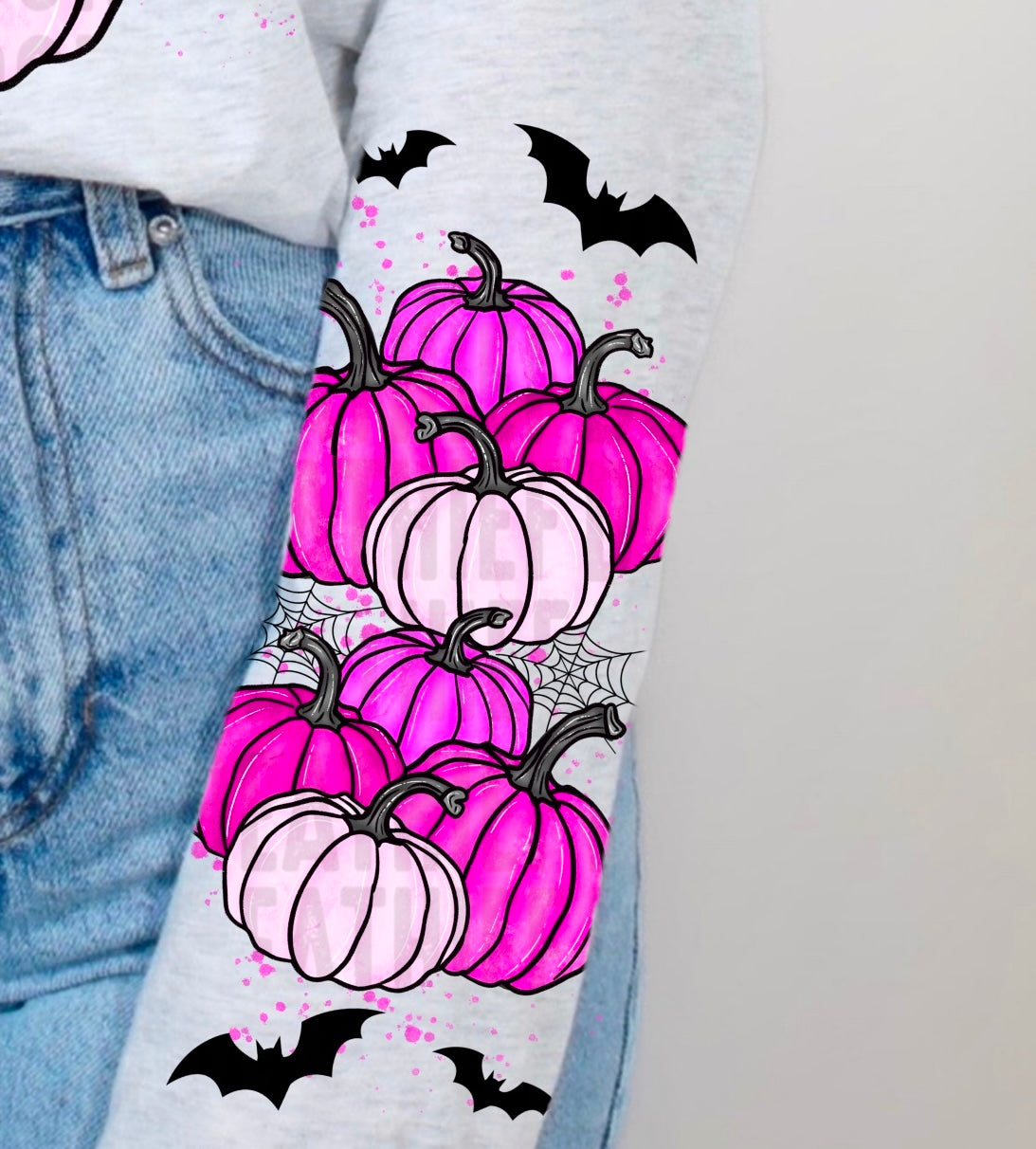 Halloween Starts Now pink Pumpkins SLEEVE 113251 DTF transfer