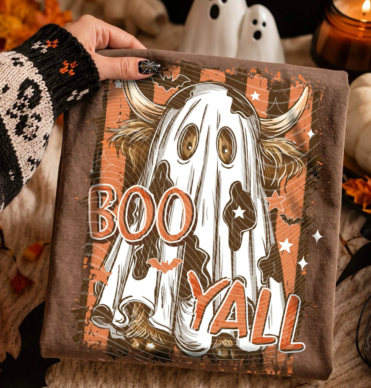 Boo y’all cow print ghost (AG) DTF Transfer