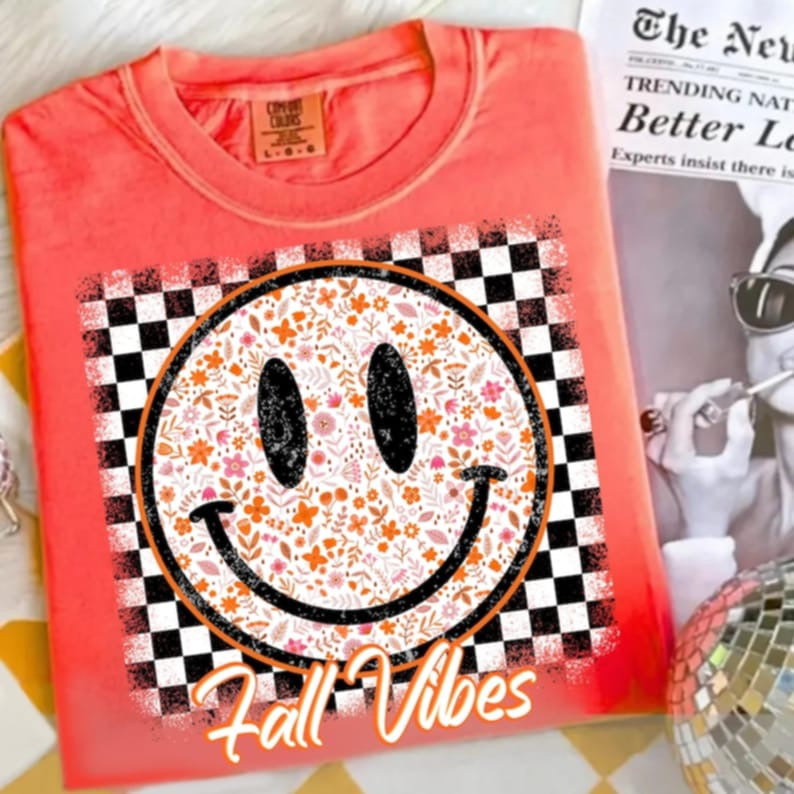 Fall Vibes Happy face DTF transfer