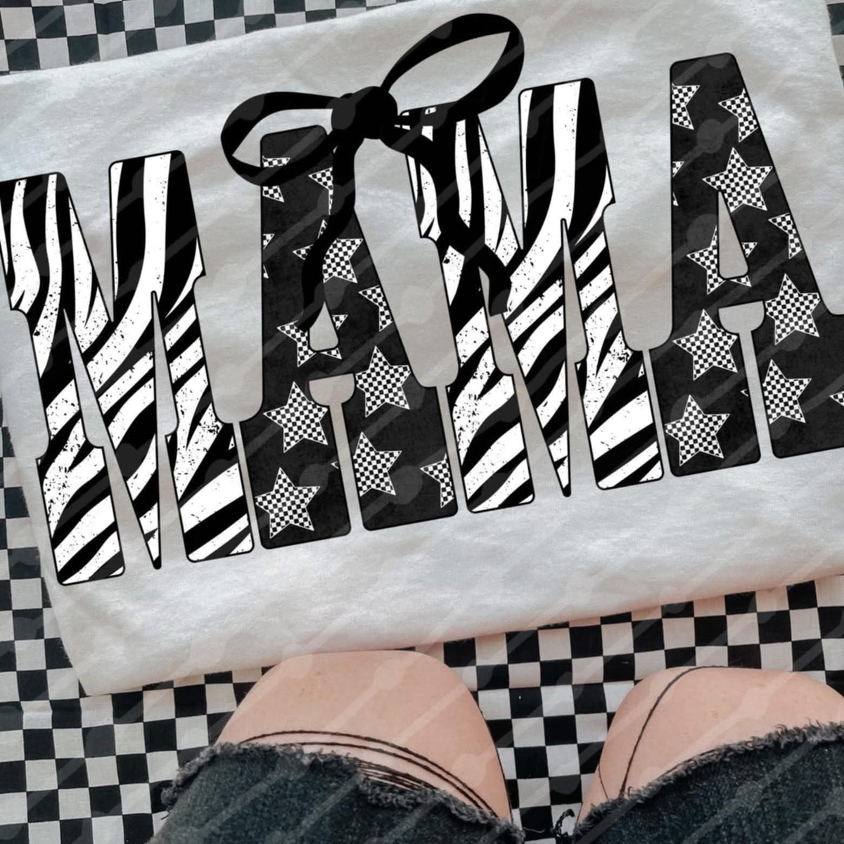 Zebra Mama with black bow (JBD) DTF transfer