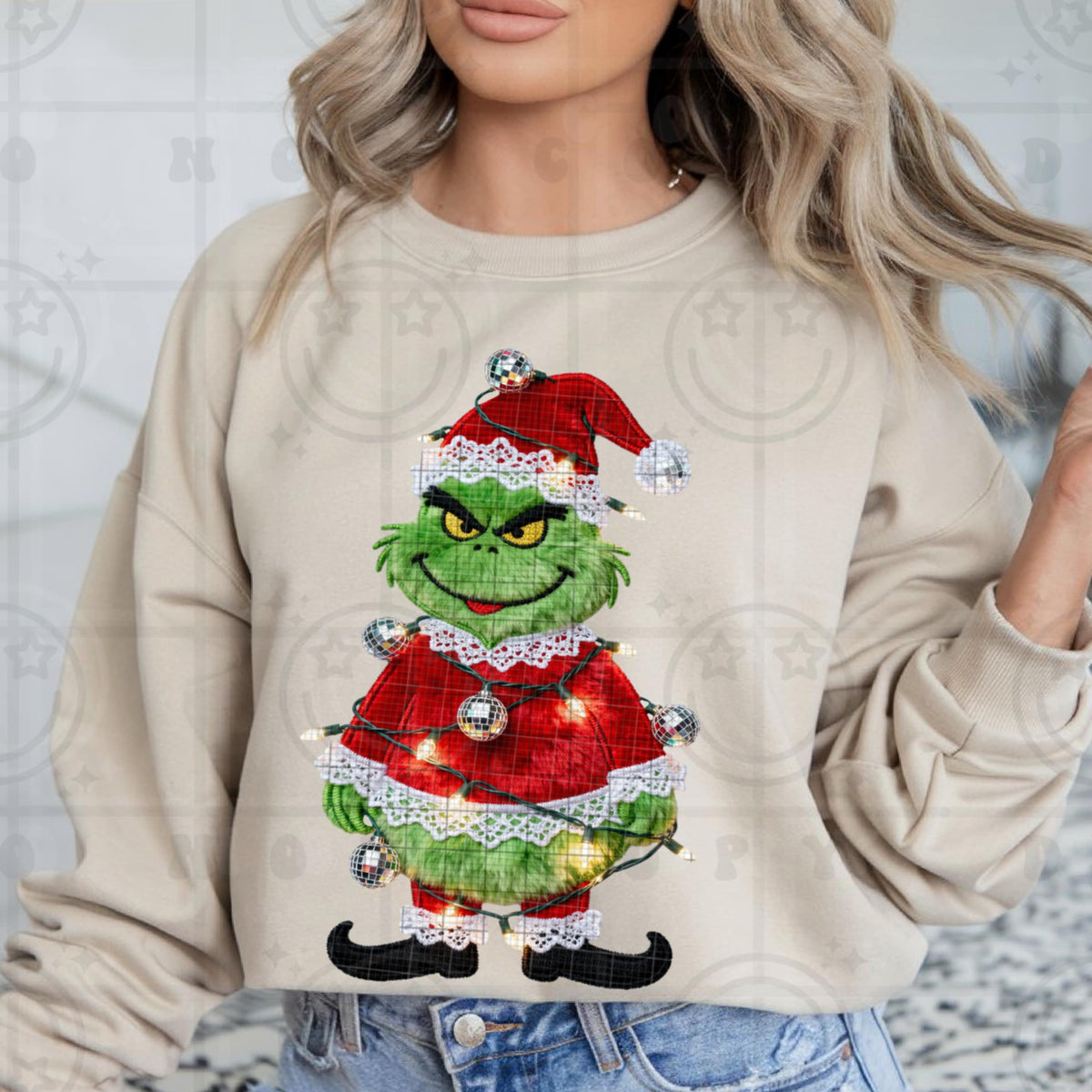 Lace and Disco ball green guy (HW) DTF transfer