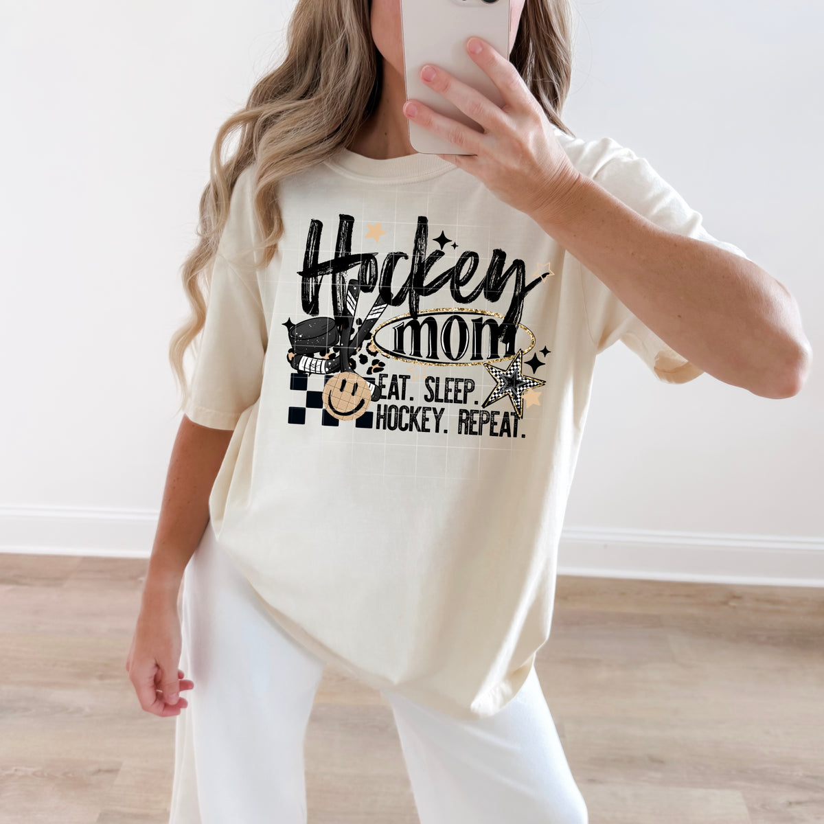 Hockey Mom eat sleep repeat (CSC) DTF transfer