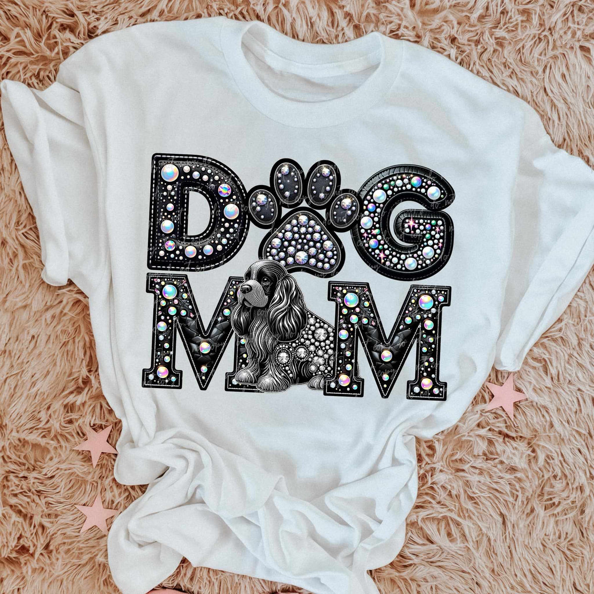 Cocker Spaniel Dog mom rhinestone 49079 DTF transfer
