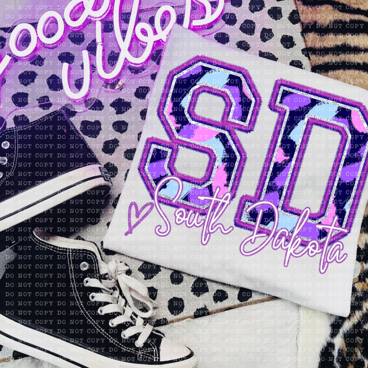 SD South Dakota purple brushstrokes (ECHT) 94014 DTF transfer