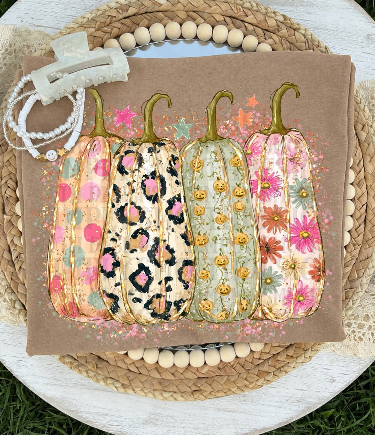 4 multi patterned gourds Sunday Special DTF transfer