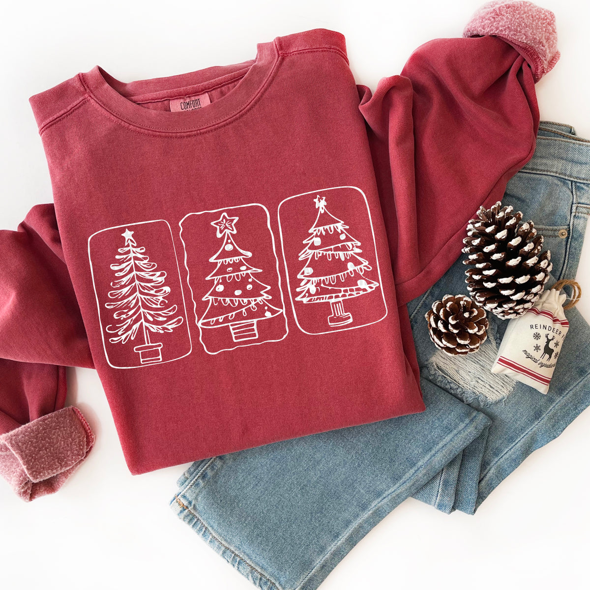 Three Christmas Tree Frames WHITE 113360 DTF transfer