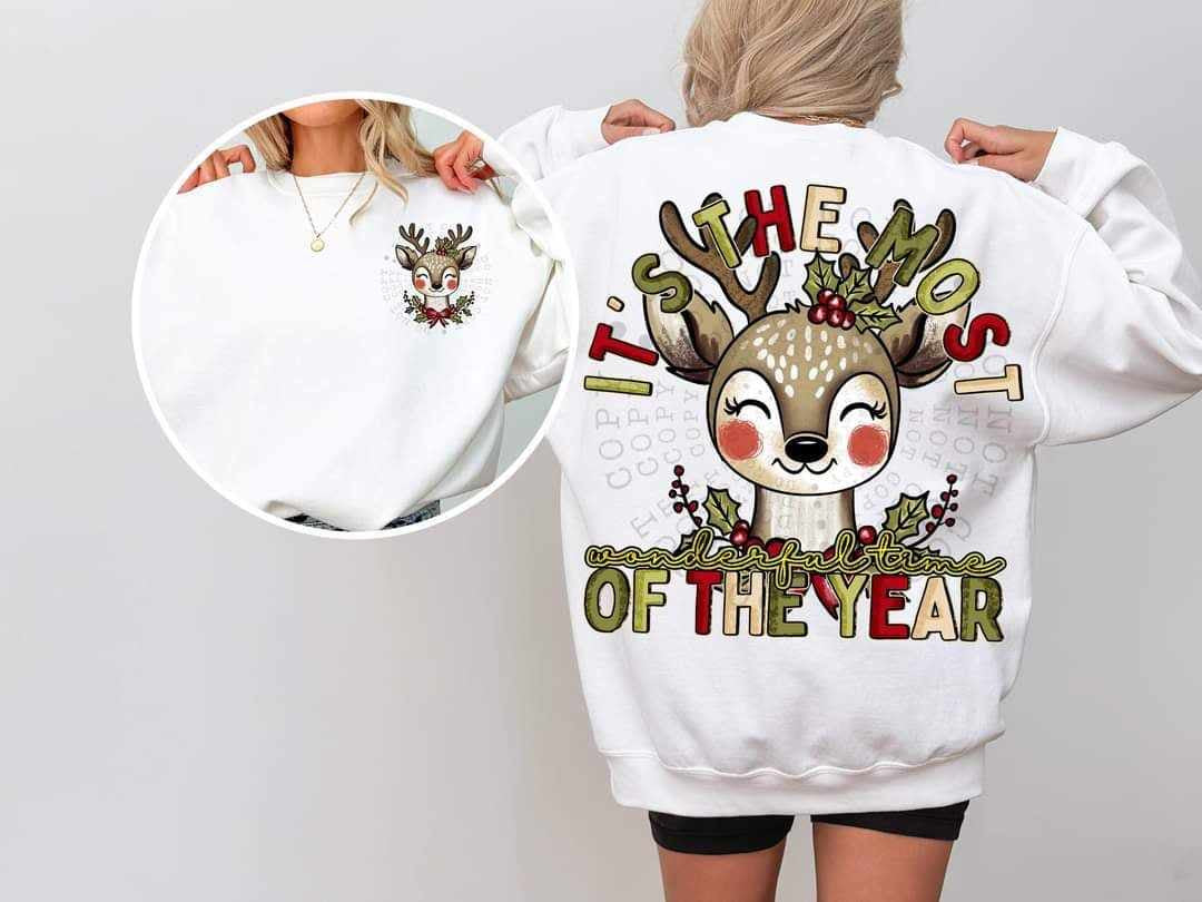 It’s the most wonderful time of the year reindeer BACK ONLY (C’s) 64769 DTF transfer
