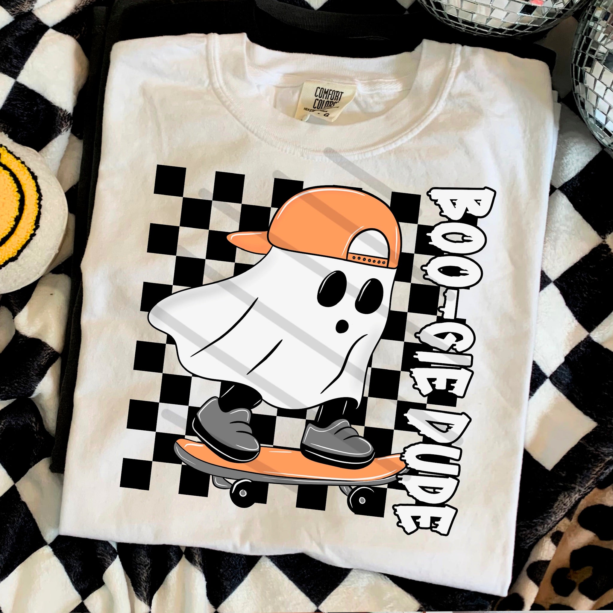 Boo-gie Dude ghost skatebaord DTF Transfer – Mud & Grace Transfers