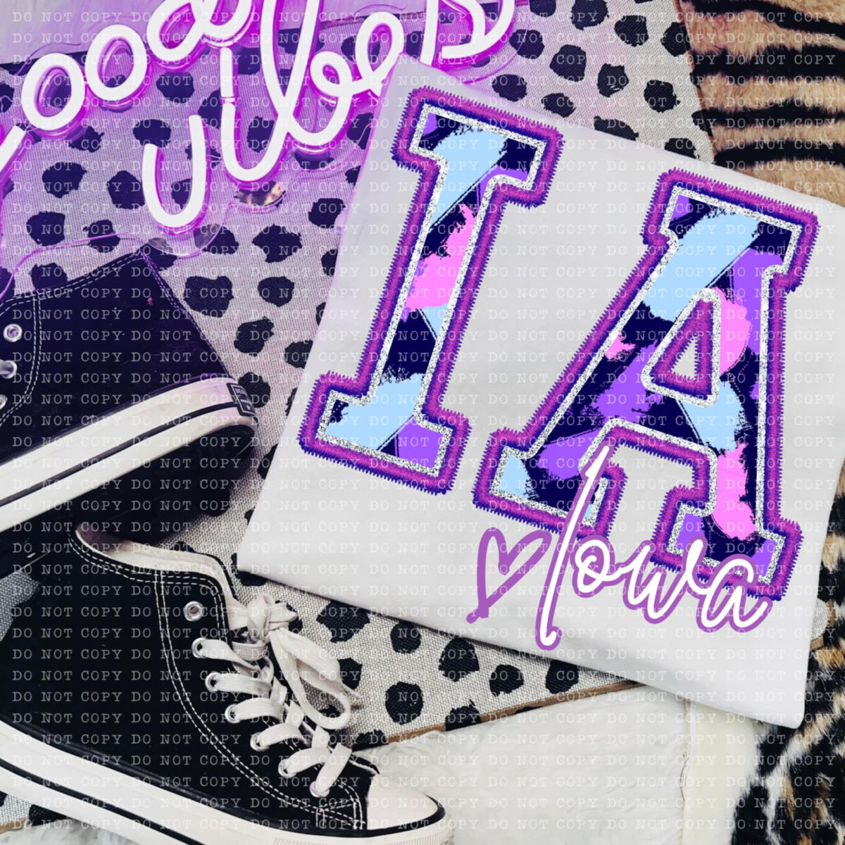 IA Iowa purple brushstrokes (ECHT) 94030 DTF transfer