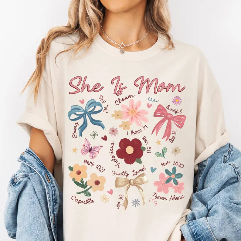 She is mom bows and flowers  94760 DTF transfer