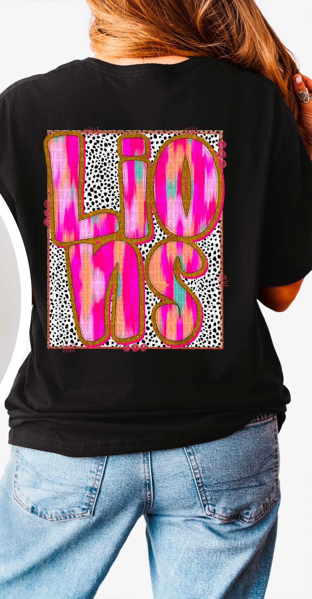 Lions pink brushstroke 90492 DTF transfer